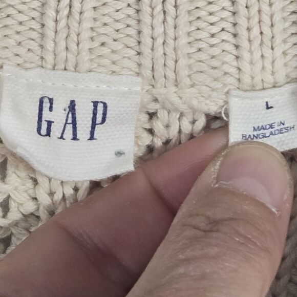 Gap Women's Beige Open Front Bomber Cardigan Sweater Cuff Sleeve Cable Knit Lg - Picture 2 of 10